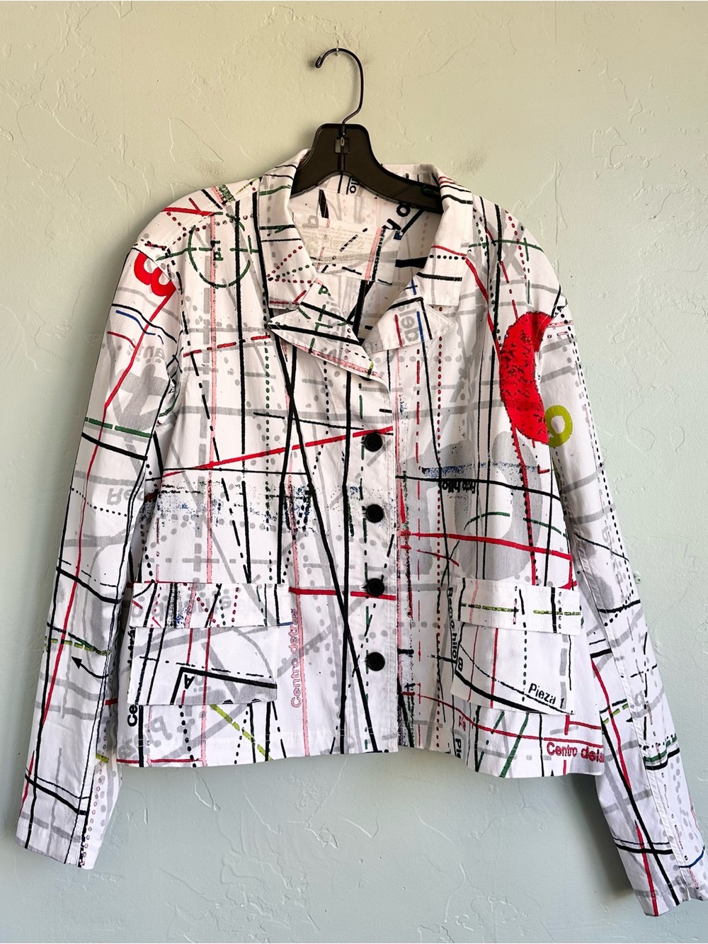 NWOT Rundholz Techno Oversized Stretch Print Jacket Small Abstract Streetwear